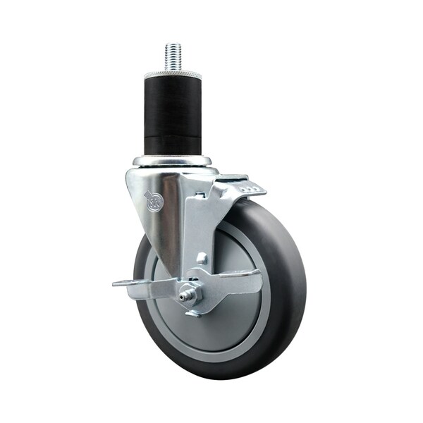 5'' SS Thermoplastic Rubber Swivel 1-3/4'' Expanding Stem Caster with Brake